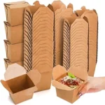 DEAYOU 100 Pack Mini Chinese Take Out Boxes, 8 OZ Kraft Paperboard Food Containers, Stackable Asian To Go Boxes for Meal Prep, Restaurants, Party, Leak and Grease Resistant, Microwaveable, Half Pint