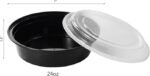 FULING 24 oz 50 ct Round Meal Prep Food Storage Containers with Lids To Go Plastic Lunch Plan Box Disposable Take Out Bowls Black BPA Free Reusable Durable Stackable Microwave Freezer Dishwasher Safe - Image 2