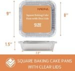 (35 Pack) 8x8 Aluminum Pans with Clear Plastic Lids - Square Baking Cake Pans - Foil Pans with Lids - Disposable Food Containers Great for Cooking, Heating, Storing, Prepping Food - Image 2