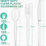 FOCUSLINE 360 Count Clear Plastic Silverware, 120 Forks, Knives and Spoons Each, BPA-Free, Heavy Duty Disposable Cutlery Set, Premium Disposable Flatware Plastic Utensils for Party Everyday Use - Image 2