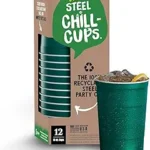 16 oz. Party Cups, Perfect for Cold Drinks, Sturdy & Durable, Disposable and 100% Recyclable, Made in USA, Green, 12 Count