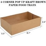 DEAYOU 50 Pack Paper Food Trays, 4 Corner Pop Up Kraft Food Containers, Greaseproof Paperboard Food Box Tray for Party, Disposable Foldable Brown Fast Food Holders for Stadium, Theater, Nacho - Image 2