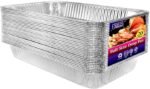 Aluminum Deep Foil Pans Full Size, Large Disposable Roasting & Baking Pan, 21"x13" (20 Pack) Extra Heavy Duty Chafing Trays for Hotels, Restaurants, Caterers, Steam Table, Buffets & Bakeware