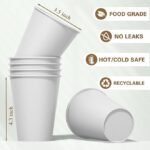 12 oz Coffee Cups 100 Count, Leak-Proof Paper Cups 12 oz, Sturdy White Disposable Paper Coffee Cups for Cold and Hot Drinks, Party, Office, Travel and Events - Image 2
