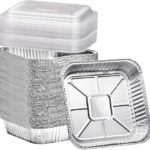 (35 Pack) 8x8 Aluminum Pans with Clear Plastic Lids - Square Baking Cake Pans - Foil Pans with Lids - Disposable Food Containers Great for Cooking, Heating, Storing, Prepping Food