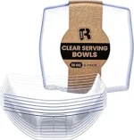 R-kay 6 Pack Square Plastic Serving Bowls - Clear Plastic bowls 16 Oz - Disposable Serving Bowls Heavy Duty For Weddings Catering And Birthday parties