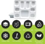 three leaf 9 COMPARTMENT BAGASSE RECTANGULAR PLATE, 25 Ct. Heavy-Duty- Super Strong- Natural- Eco-Friendly Disposable Bagasse Plates, 100% Biodegradable 9 compartment plates - Image 2