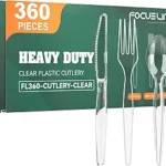 FOCUSLINE 360 Count Clear Plastic Silverware, 120 Forks, Knives and Spoons Each, BPA-Free, Heavy Duty Disposable Cutlery Set, Premium Disposable Flatware Plastic Utensils for Party Everyday Use