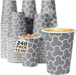 Coffee Cups 12 oz Paper Cups 240 Pack, Disposable Coffee Cups 12 oz Hot Cup, Disposable Cups Paper Insulated Cup for Cold Hot Drinks | for Cold Hot Drinks, Water, Tea, Juice