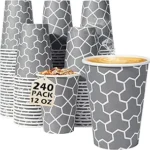 Coffee Cups 12 oz Paper Cups 240 Pack, Disposable Coffee Cups 12 oz Hot Cup, Disposable Cups Paper Insulated Cup for Cold Hot Drinks | for Cold Hot Drinks, Water, Tea, Juice