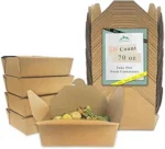 70Oz 50Pcs Disposable Take Out Food Containers, Brown Food Boxes To Go Kraft Paper Takeout Box Microwaveble and Refrigerator Safe(70OZ-50PACK)
