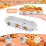 300Pcs Hot Dog Trays, 8'' Paper Food Trays Eco Friendly, Boats Rectangular Fluted Hot Dog Tray, Disposable Food Tray Hot Dog Cart Accessories for Takeout Food - Image 2