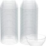 R-Kay 6 Oz Clear Plastic Small Bowls - 50 Pack Disposable Heavy Duty Dessert Bowls With Ice Cream and Salsa (6 OZ, 50 Count)