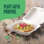 100% Compostable Clamshell Take Out Food Containers [8X8" 50-Pack] Heavy-Duty Quality to go Containers, Natural Disposable Bagasse, Eco-Friendly Biodegradable Made of Sugar Cane Fibers - Image 2