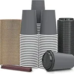 100 Pack - 12 oz Disposable Coffee Cups To Go with Lids Sleeves and Straws 100% Biodegradable & Compostable Pla Eco Friendly Paper Coffee Cups for Tea Coffee Hot Chocolate