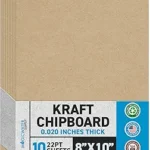 MagicWater Chipboard Sheet for DIY Projects - 8x10 Inch - 10 Pack - 22 pt - Heavy Duty Kraft (0.020 Inch Thick) Paperboard, For Scrapbooking, Books, Picture Frame Backing, Arts Project & Crafts