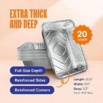 Full Size Large Aluminum Pans, Disposable Foil 21x13 Deep [20-Pack] Steam Table Chafing Pan - Extra Heavy Duty Durable Tray - Great for Roasting, Cooking, Warming, Prepping and Storing Food - Image 2