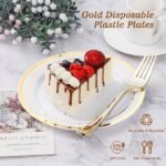 BESTVIP 200PCS Gold Plastic Plate, Disposable Party Plates with 100 Dinner Plates and 100 Dessert Plates, Plastic Plates for Party, Wedding and Birthday - Image 2