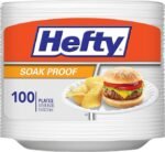 Hefty Everyday 9 Inch Foam Plates, White, 100 Count (Pack of 1)