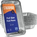 Full Size Large Aluminum Pans, Disposable Foil 21x13 Deep [20-Pack] Steam Table Chafing Pan - Extra Heavy Duty Durable Tray - Great for Roasting, Cooking, Warming, Prepping and Storing Food